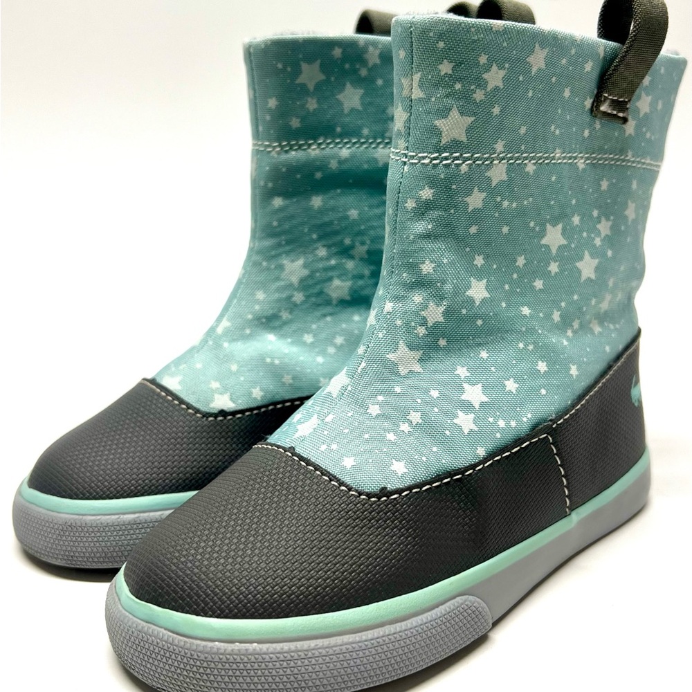 See Kai Run Kids Ripley Boots Aqua/Gray Star Print Pull On Size 9